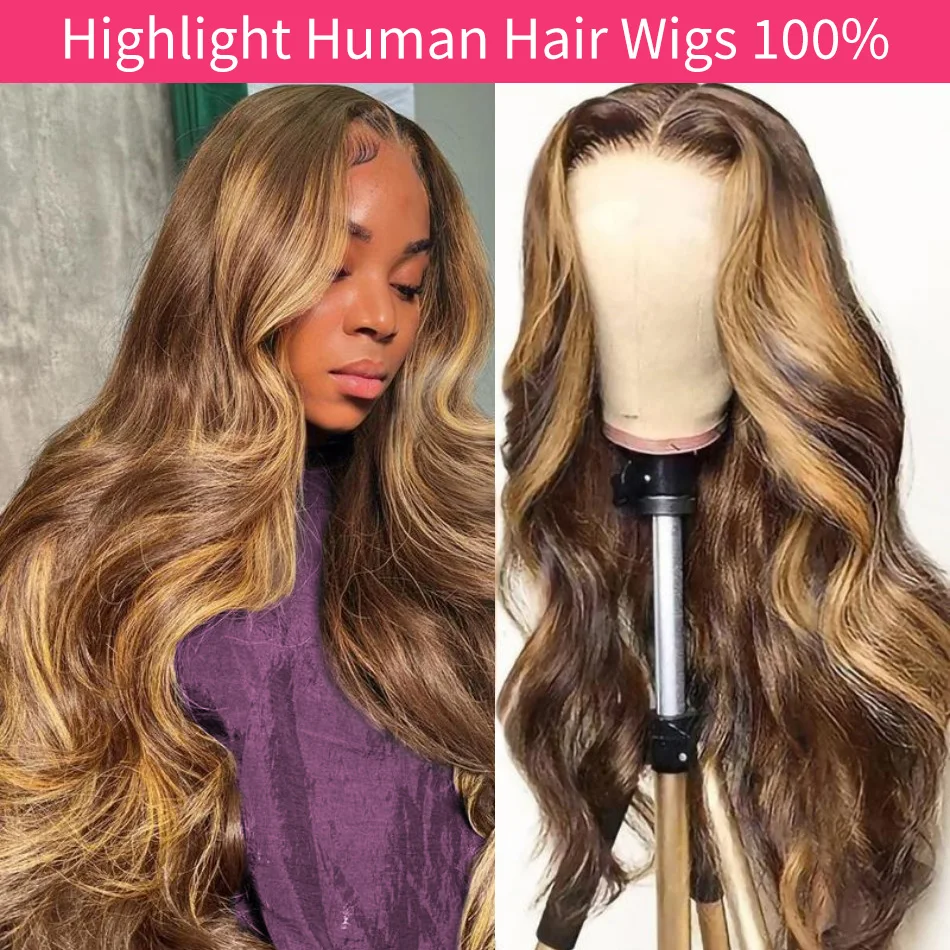 

Парики из натуральных волос с объемной волной 427 Highlight 13X6 Hd, кружевной фронтальный парик, плотность 250, бразильский цвет, 30-дюймовые парики с кружевной передней частью для женщин