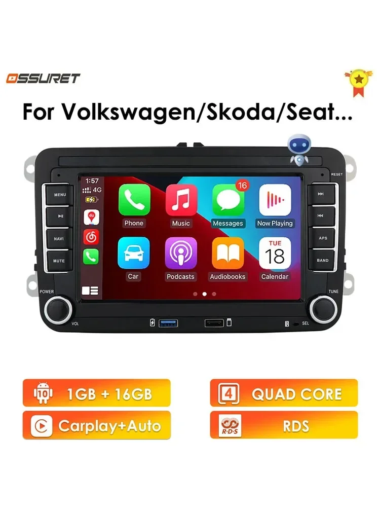 Rádio de carro do andróide 12 para VW, Carplay, estereofônico audio, GPS, VW POLO, GOLF 5, 6 mais,