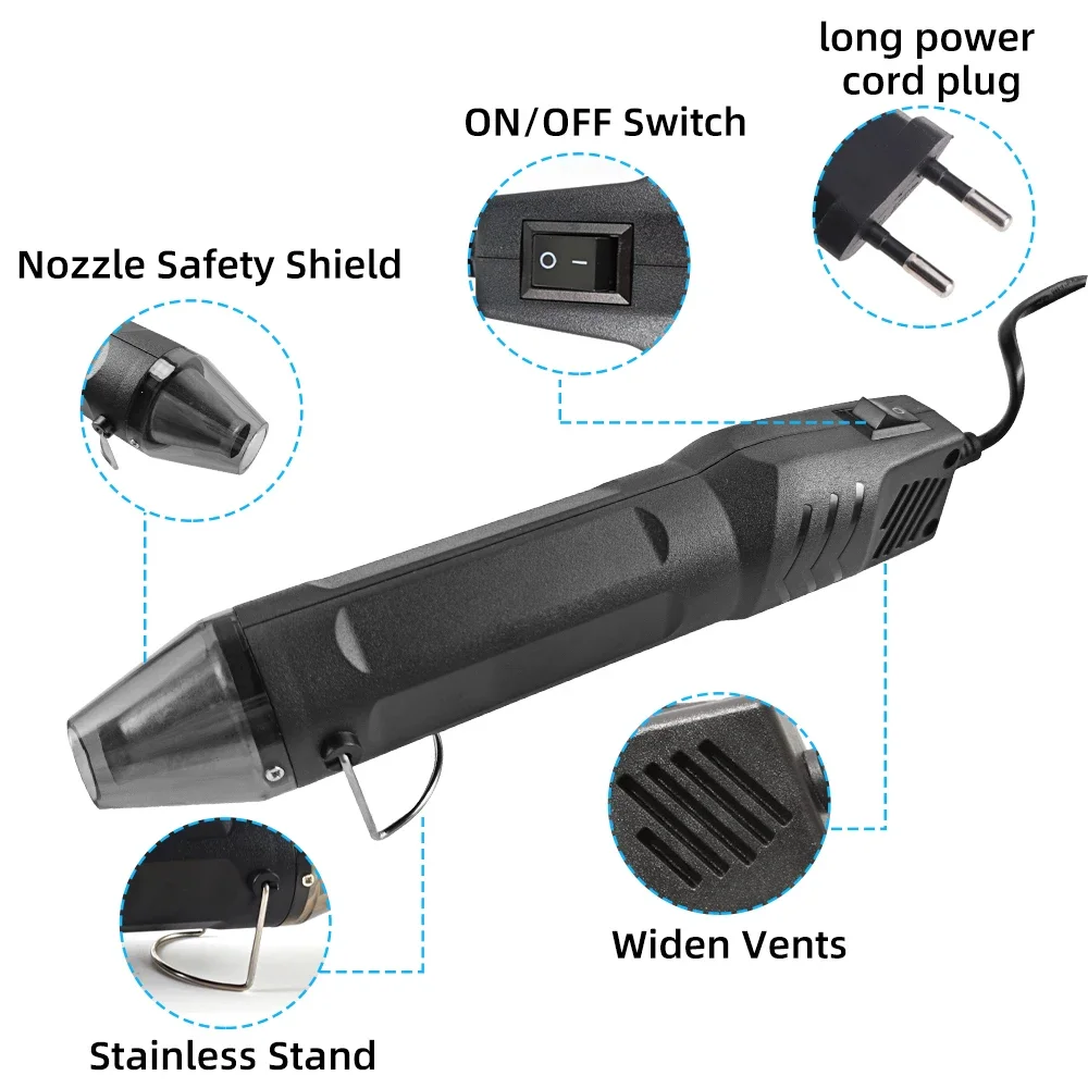 300W EU pistolet à Air chaud soudure température ventilateur pistolet bricolage artisanat puissance électrique sèche-linge à chaud Mini pistolet thermique pour tube rétractable enveloppe de voiture
