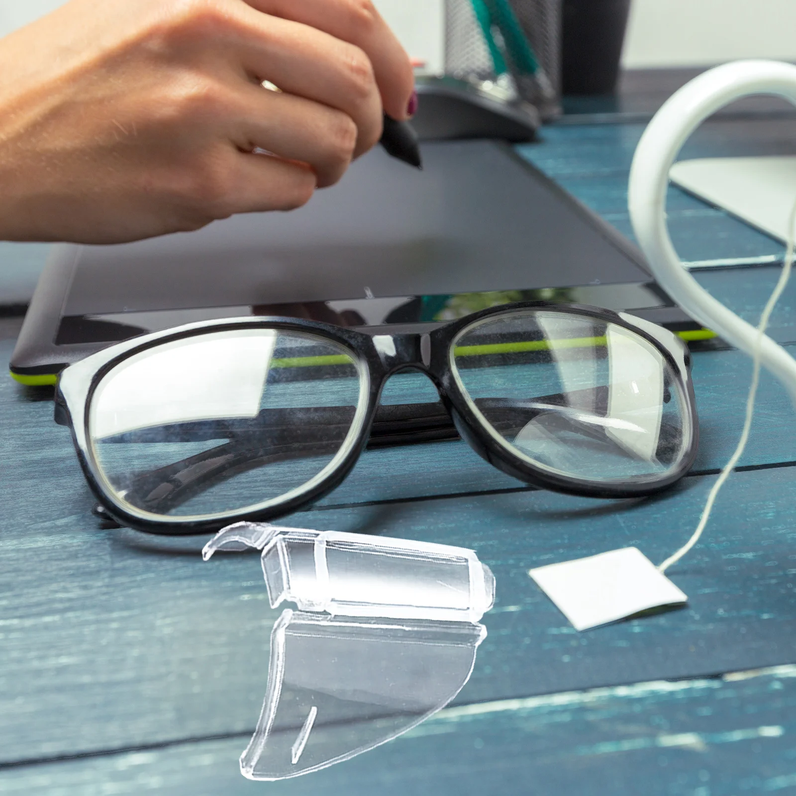 

2pcs Goggles Transparent Side Shields Protective Eyeglasses Universal Reusable Dust Protection Clear Safety Guards For