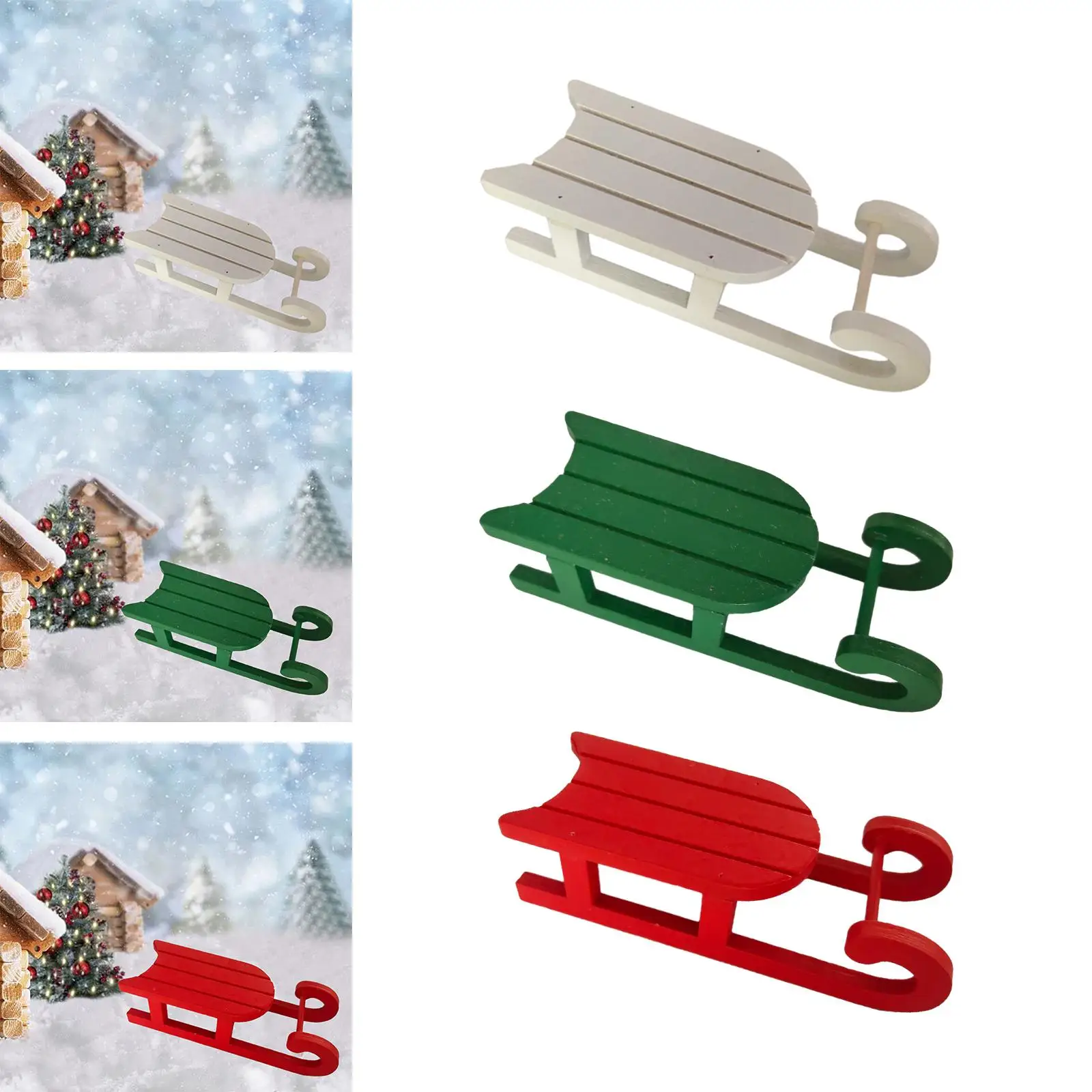 

Wooden Sleigh Furniture Accessories DIY Scene Model for Children Kids Girls