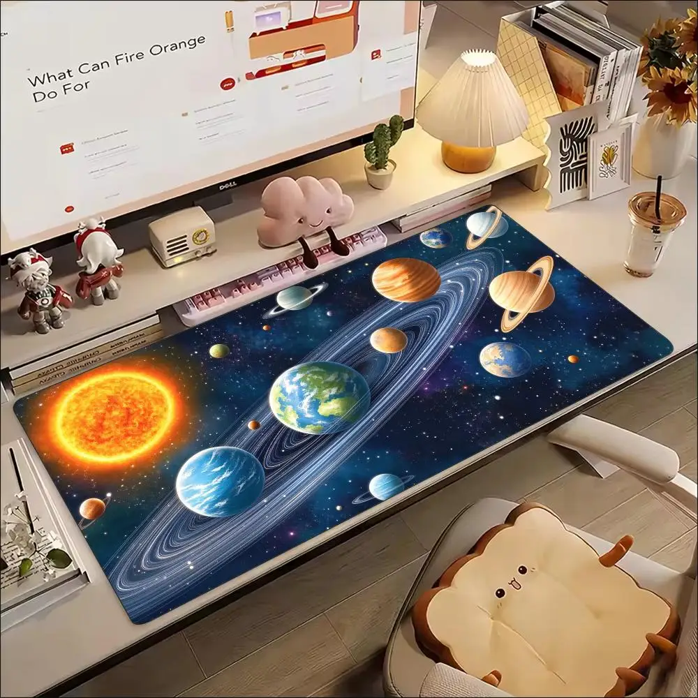 Solar System Planets Space Gaming Mouse Pad XXL Desk Mat, Non-Slip Rubber Base Smooth Surface, Keyboard for Pro Esports Gamer