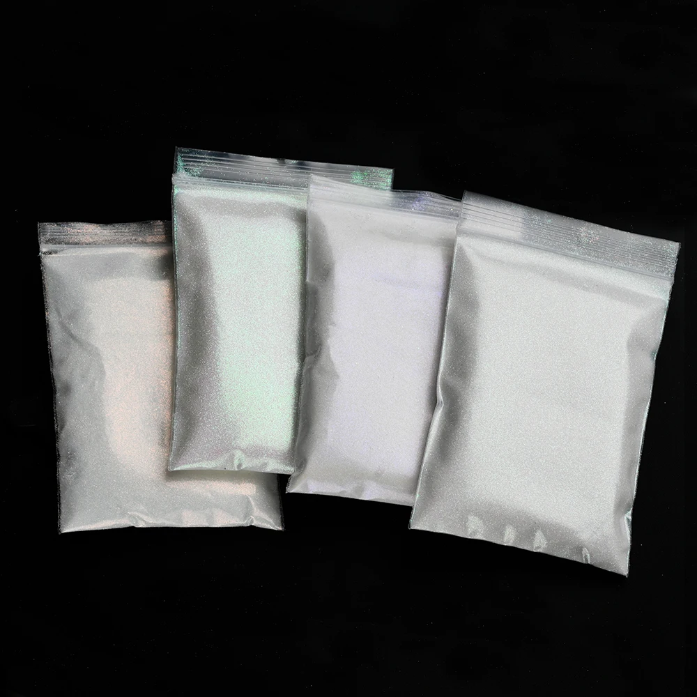 10/50g Bianco Unghie Artistiche Glitter Polvere 0.1mm Lucido Iridescente Zucchero Sabbia Cromo Ultra-Fine Pigmento Laser Scintillante Manicure FAI DA TE polvere