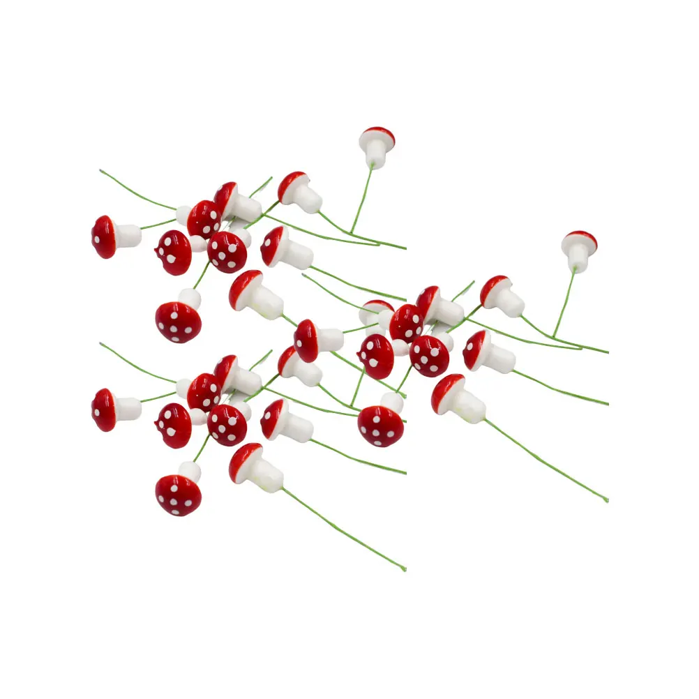 

100 pcs Mushroom Decor Mushroom Craft Miniatures Red Simulated Plant Ornament Durable Foam Garden Landscape Accessory