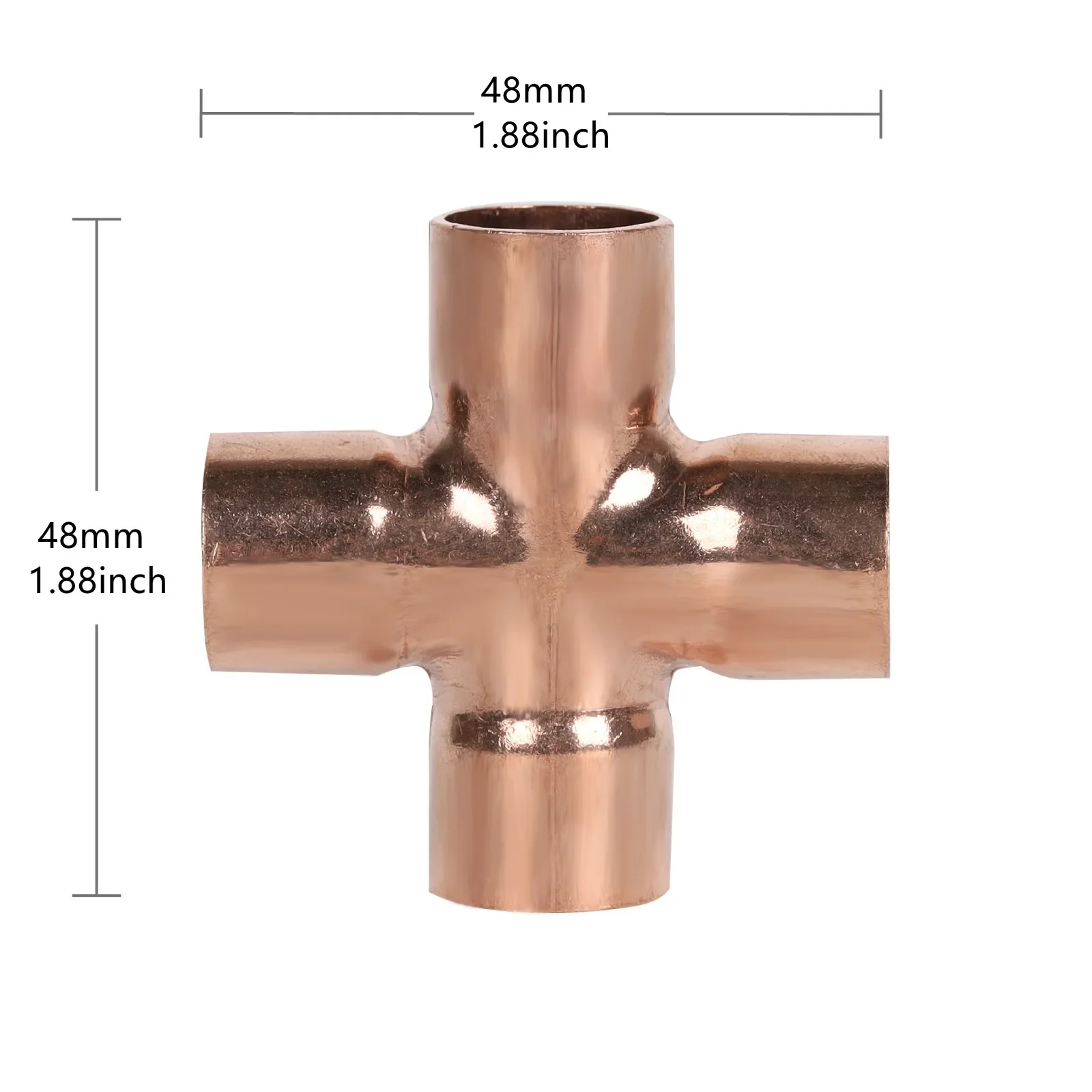 5Pcs/Lot 4-Way Copper Cross Union Pipe Fitting Inner Diameter:15mm for Air-Conditioning System Piping Connections Welding