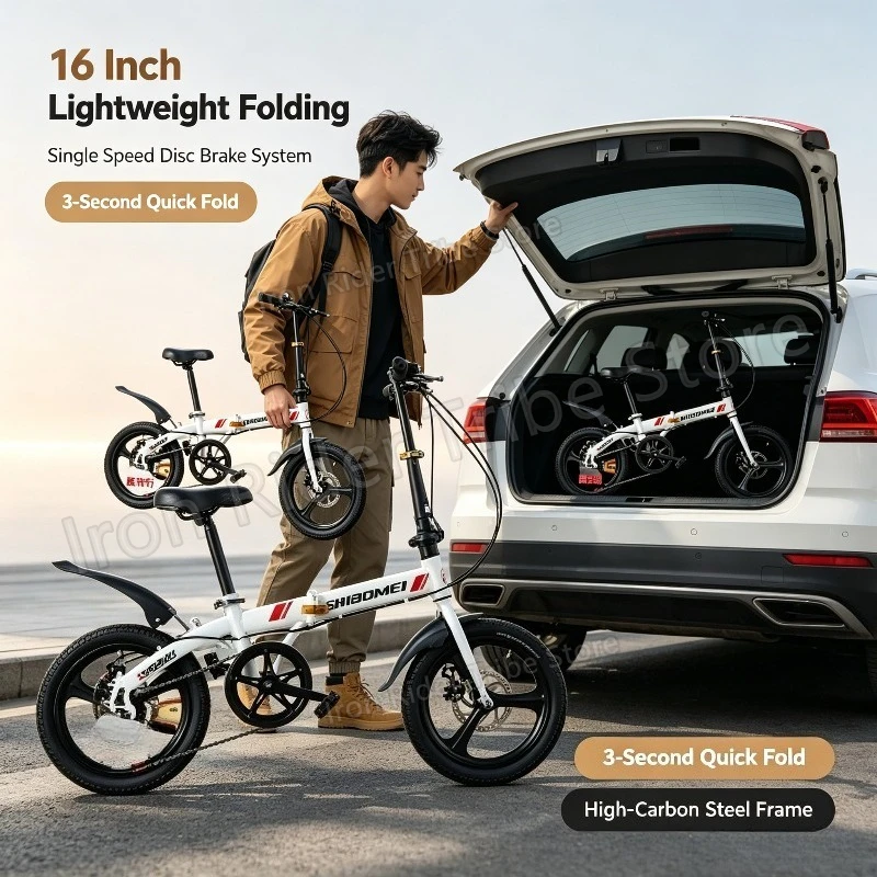 

Ultra Light 16 Inch Foldable Bicycle Disc Brake Portable City Commuter Unisex For Adults Students Bicicleta Suitable Mountain