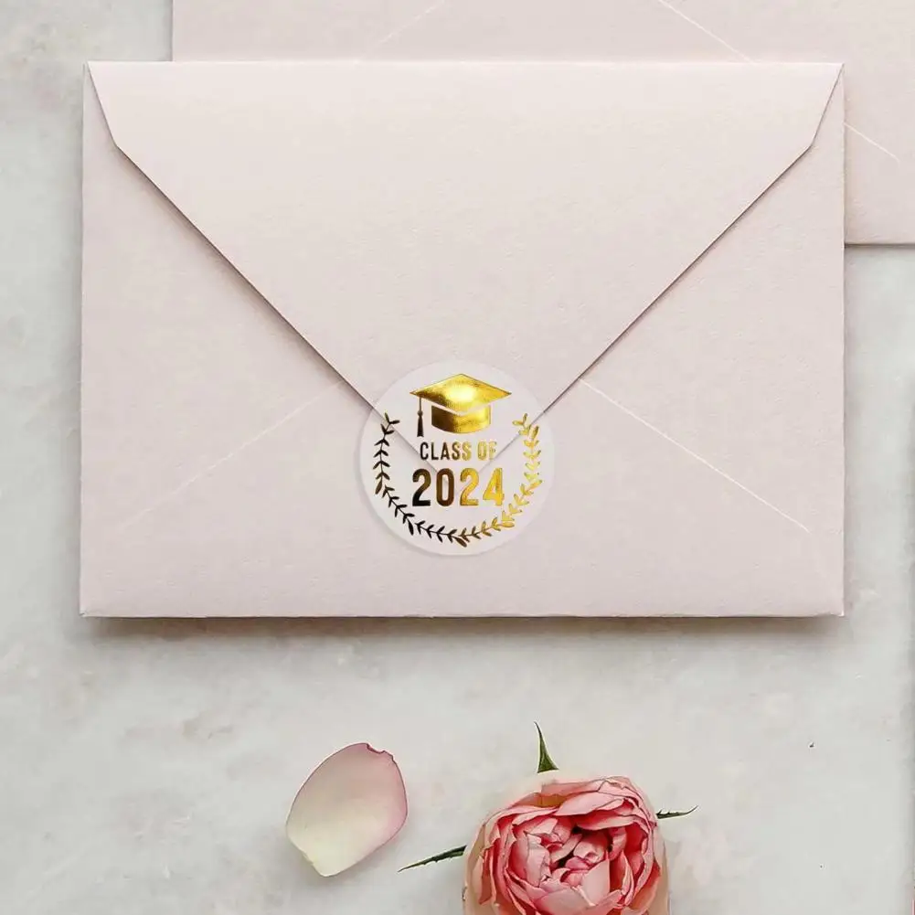 100Pcs Graduation Stickers Gold Foil Envelope Seals Congratulations Graduates Stickers for Graduation Invitations Class of 2024