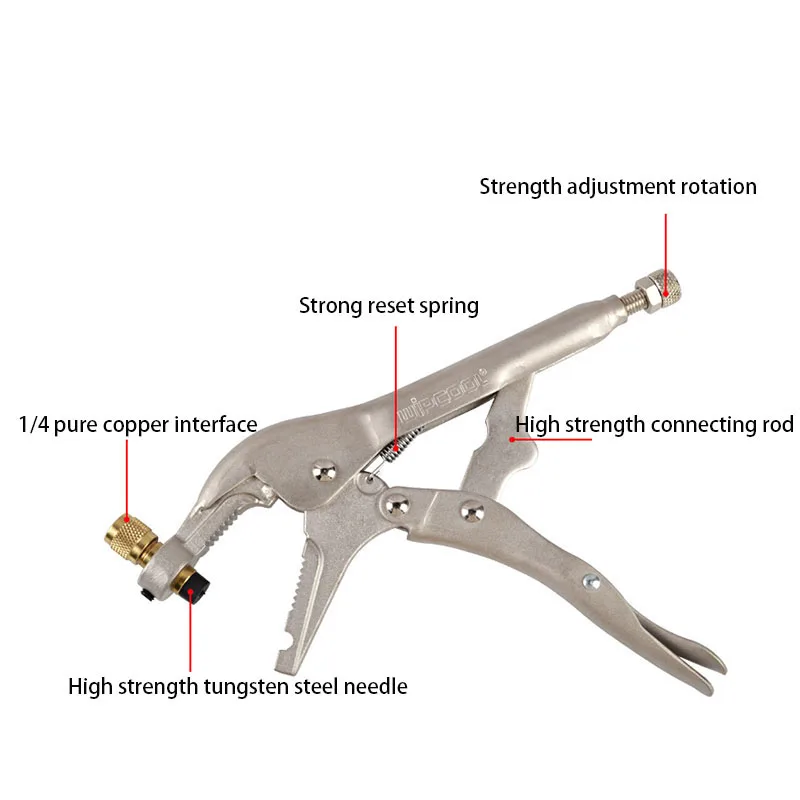 Copper Pipe Plus Liquid Valve Clamp Pliers Refrigerant Recovery Clamp Air Conditioner Tube Locking Plier Refilling Pliers
