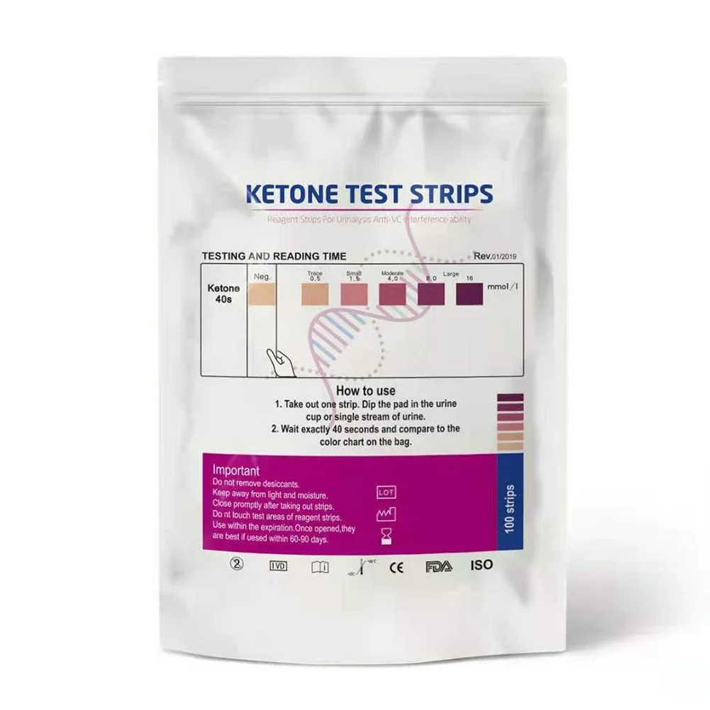 100pcs Urinary Ketone Strips Urine Analysis Keto Strips Healthy Diet Body Tester for Test Body Fat Health Tools