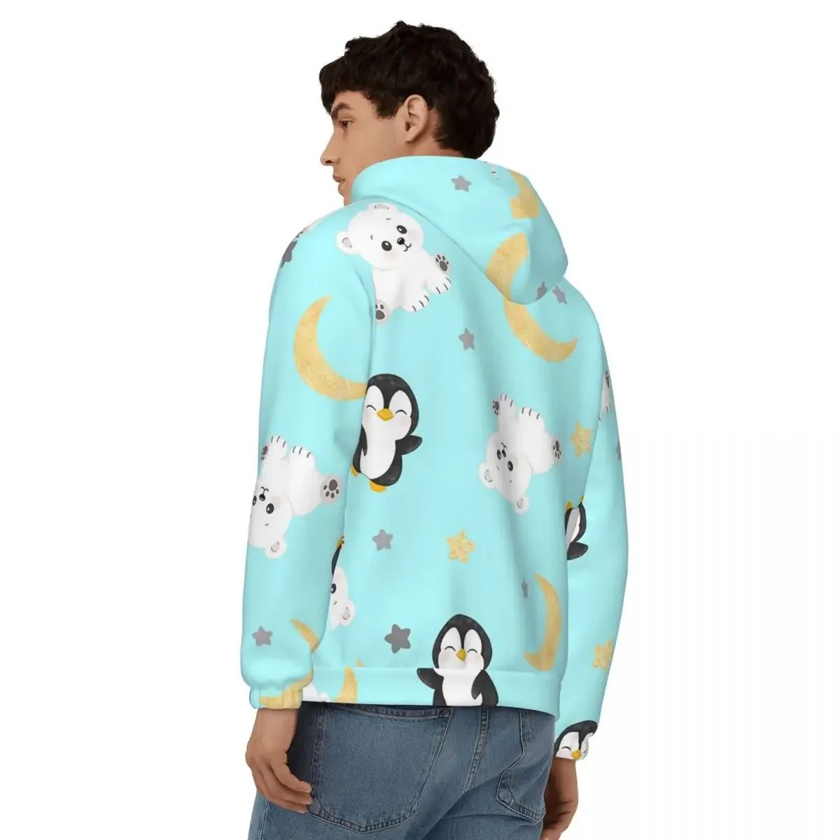 Simpatico animale pinguino orso polare stelle e luna cerniera felpa con cappuccio Harajuku pullover autunno inverno felpa top a maniche lunghe