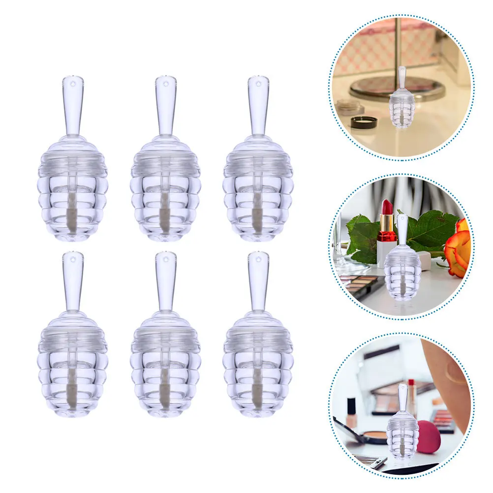 6 قطع من أنابيب عسل الشفاه الفارغة حاويات شفافة شفافة DIY لمرطب ملمع الشفاه للسفر ورحلة العمل أنبوب أحمر الشفاه #5