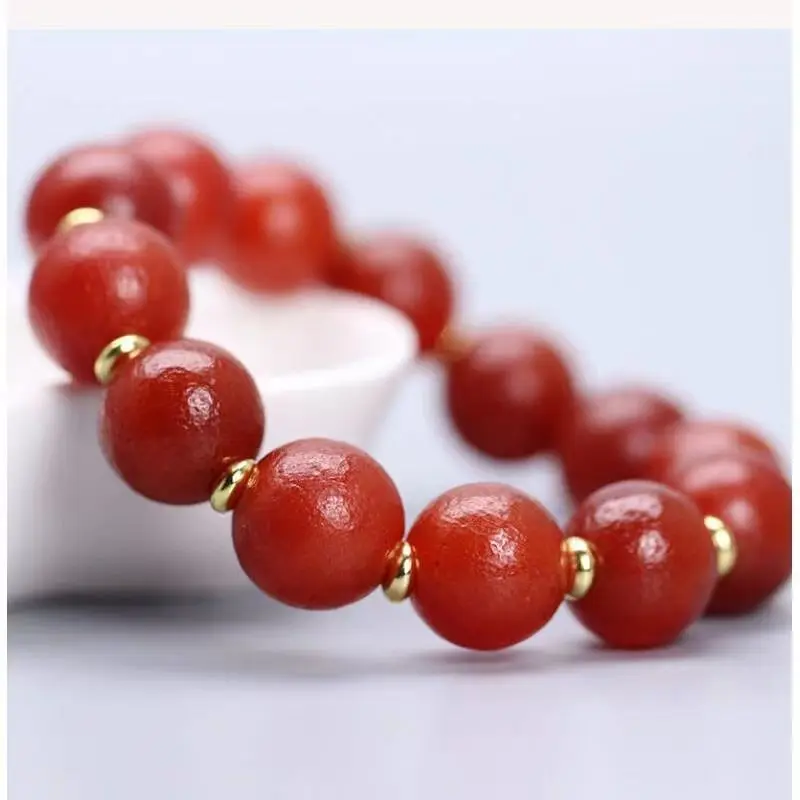 Tibetan agate bracelet male weathered pattern sugar ball wrapped paste South Red Agate Bracelet female single circle