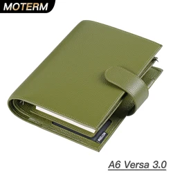 Moterm A6 Versa 3.0 Rings Planner with 30 MM Rings Pebbled Style Organizer Genuine Leather Agenda Diary Wallet Journal Notepad