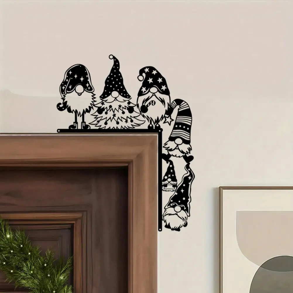 Праздничный знак дверной рамы, праздничный декор дверной рамы, праздничный рождественский гном, украшение дверной рамы, железный безликий карлик, угловой знак