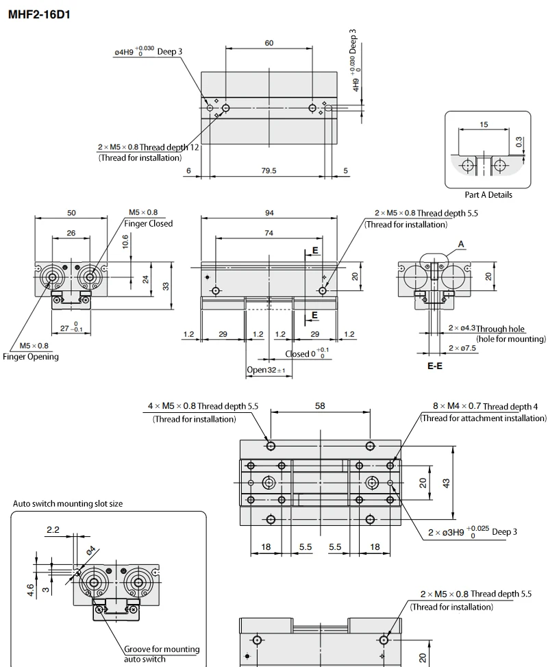 MHF2-8D MHF2-10D MHF2-12D MHF2-16D MHF2-20D Niederprofil-Luft-Parallelgreifer Pneumatischer Zylinder Pneumatischer Greifer – Detail 17