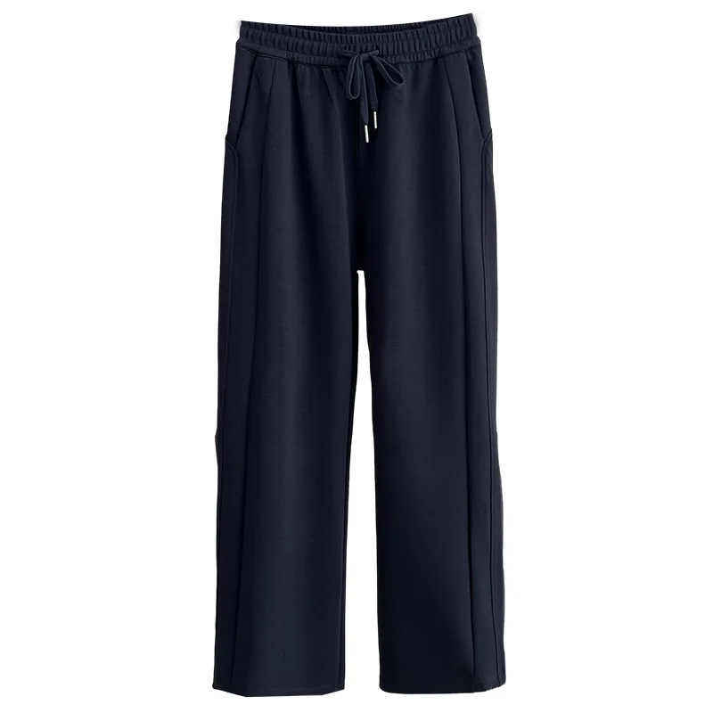 

Fashion Plus Size Women's Wide Leg Pants Autumn New Style Simple Casual Drawstring Waist Full Length Trousers 8823