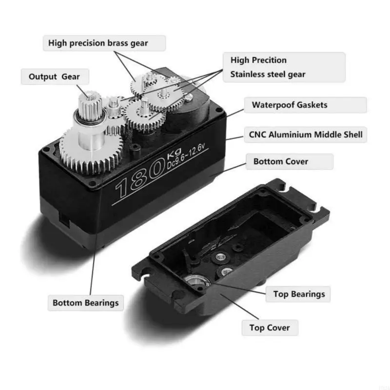 

BLS53180 12V 180KG Metal Digital Brushless Servo 180/270 Degree for 1/5 Car 193A