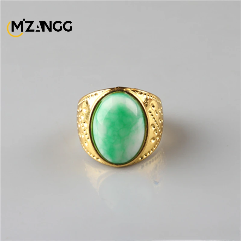 Natural 925 Silver Set Emerald Dry Green Egg Noodle Ring Fashion Luxury Jewelry Men's Party Holiday Gift