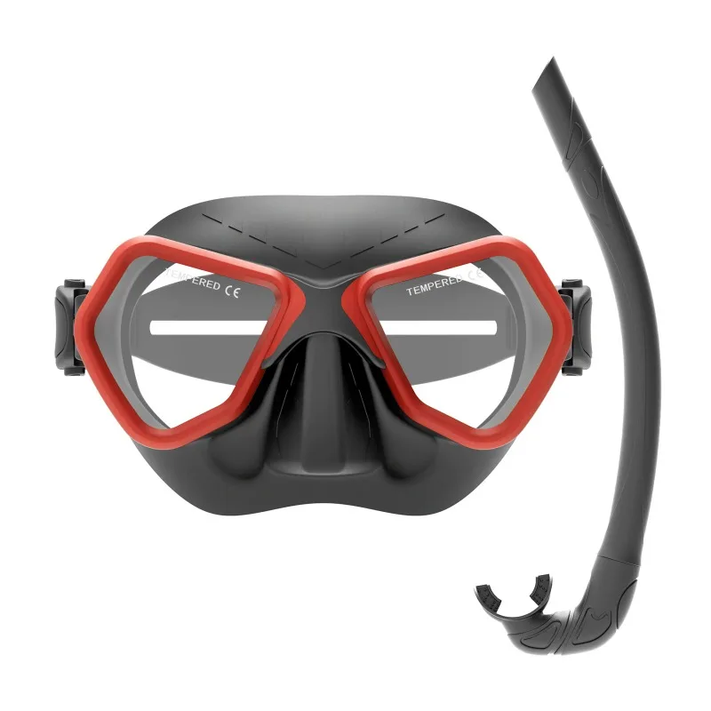 Professional Silicone Diving Goggles Snorkel Set, Anti-Leak Dry Snorkeling Kit for Swimming Scuba Diving