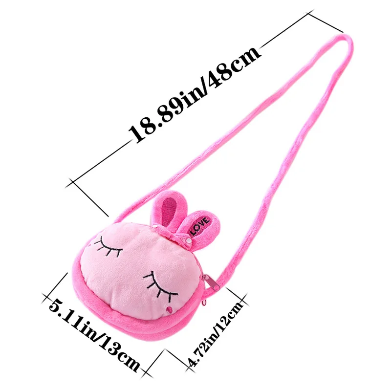 Lovely Children Coin Purse Cartoon Plush Messenger Bags Cute Animal Panda Cat Rabbit Fluffy Baby Kid Kindergarten Cross-Body Bag