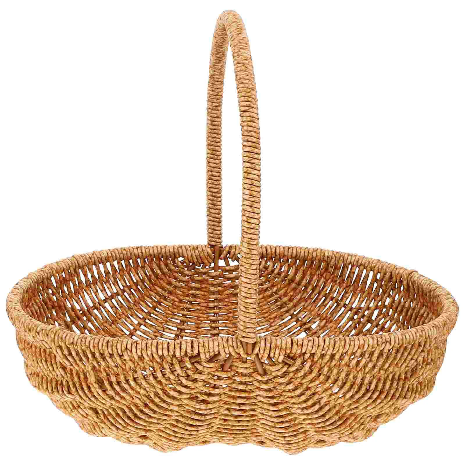 

Shopping Basket Woven Breads Storage Holder Hand Food Containers with Lids Fruit Weave Fruits Plastic Rattan