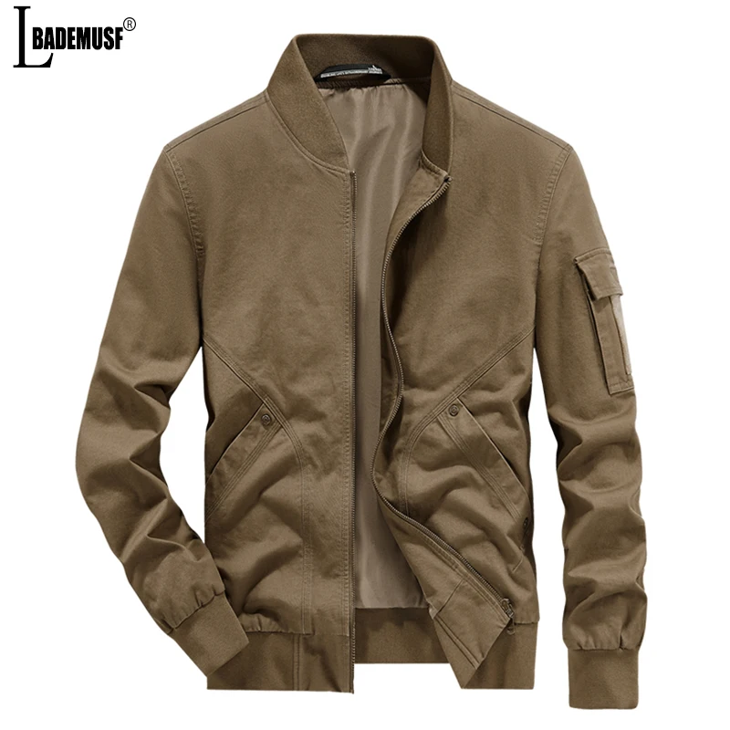 

Spring Autumn Versatile Man Multiple Pockets Stand Collar Coats New Leisure Tops Solid Simplicity Business Affairs Jacket Man