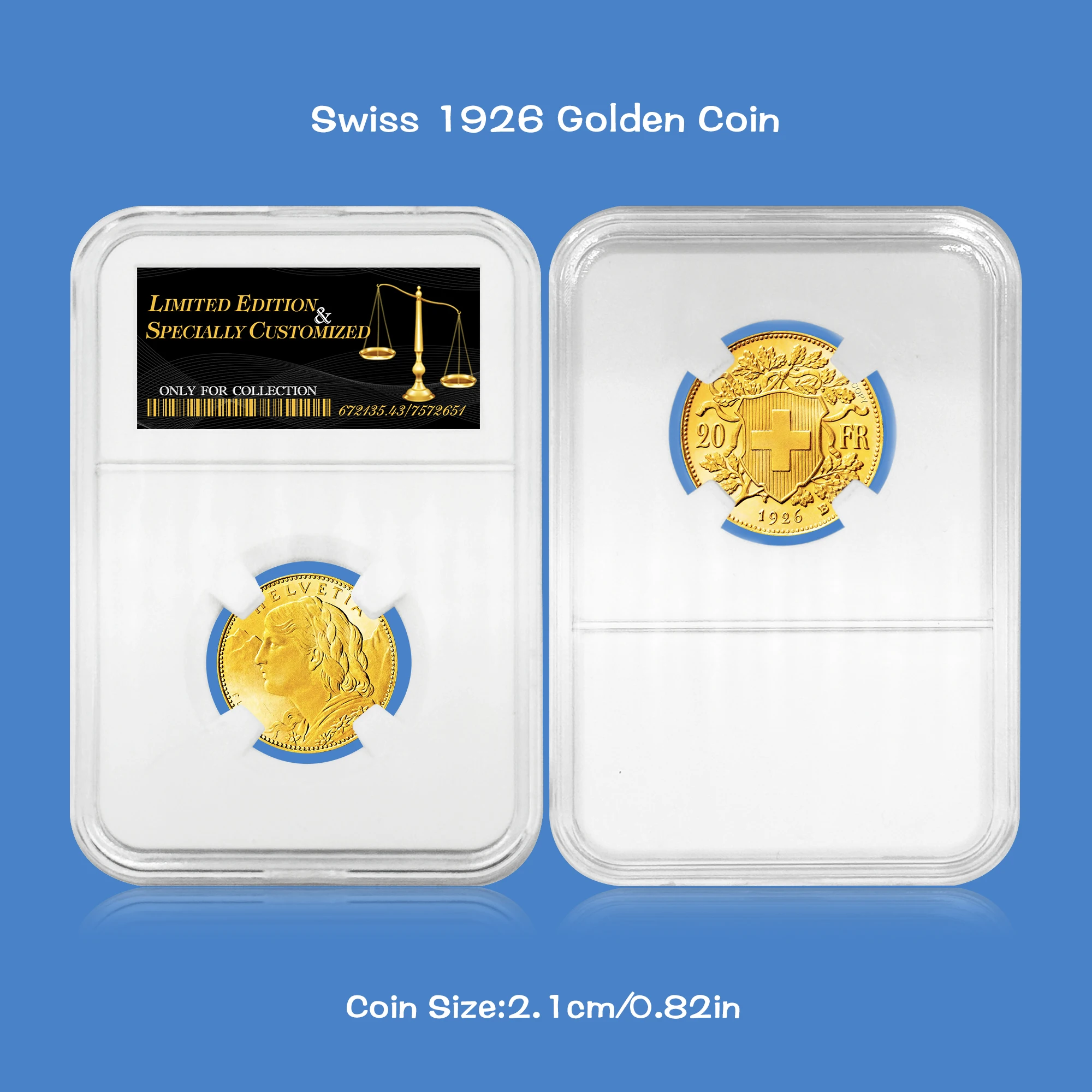 عملة هلفيتيا الذهبية المتماثلة لعام 1926 - ميدالية تذكارية مع صندوق عرض مجموعة أدوات الآلهة وجبل الثلج