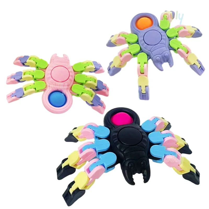 

1-2PCS Fidget Sensory Spinner Toys Transformable Chains Robot Fingertip Finger Gyro Toy Anti Stress Press Bubble Birthday Gifts