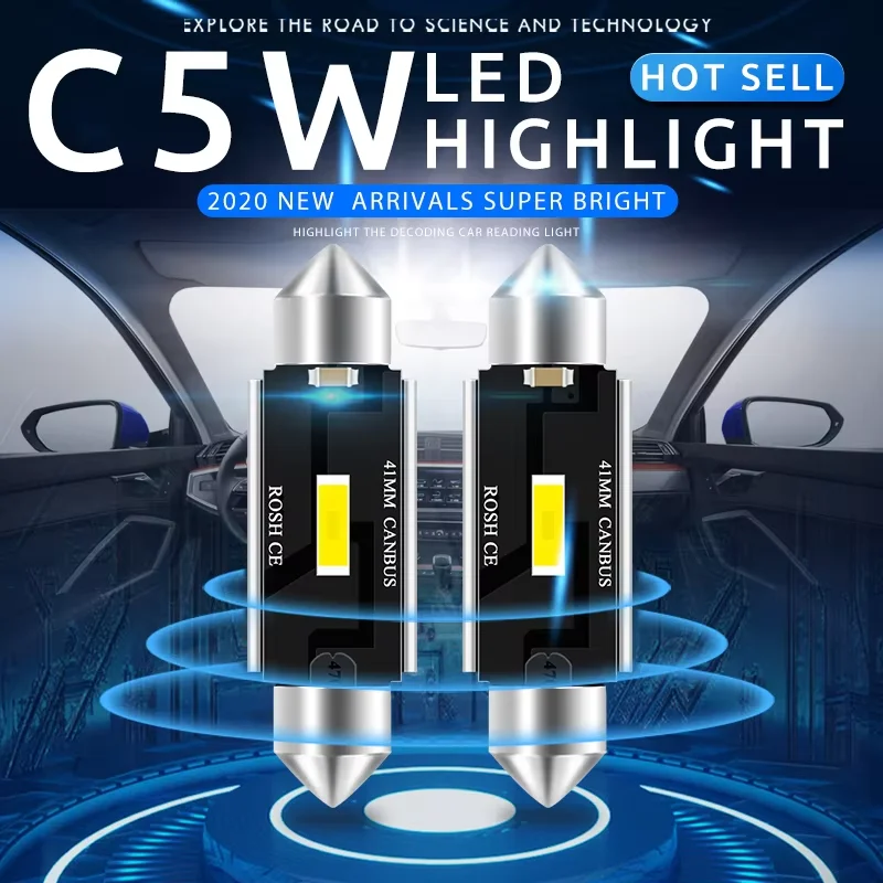 1x CSP 1860chip C5W LED Car 31mm 36mm 39mm Festoon Reading Light Auto Interior Dome Vehicle Trunk Door Lamp Bulb 6000k DC12V