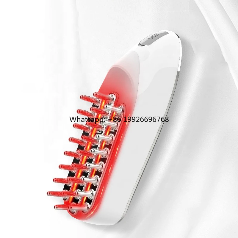 

Fast Shipping Red Light EMS Scalp Massager Brush Vibration Hair Growth CombGood service