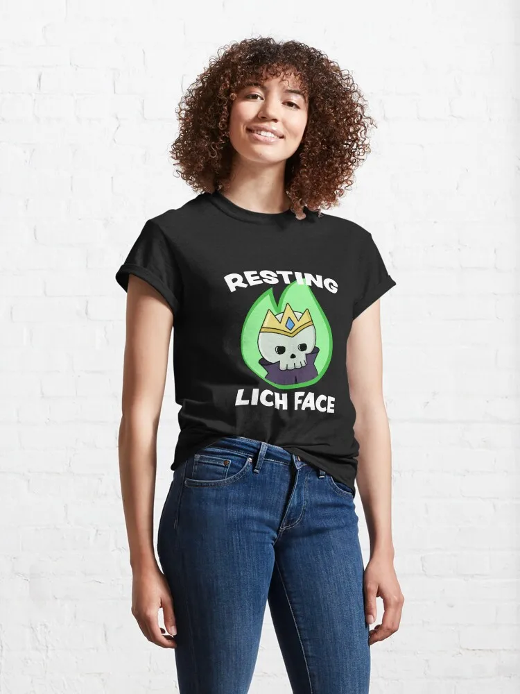 Resting Lich Face Classic T-Shirt Short Sleeve Tops Tees Cotton Print Tshirts New Fashion Top Tees