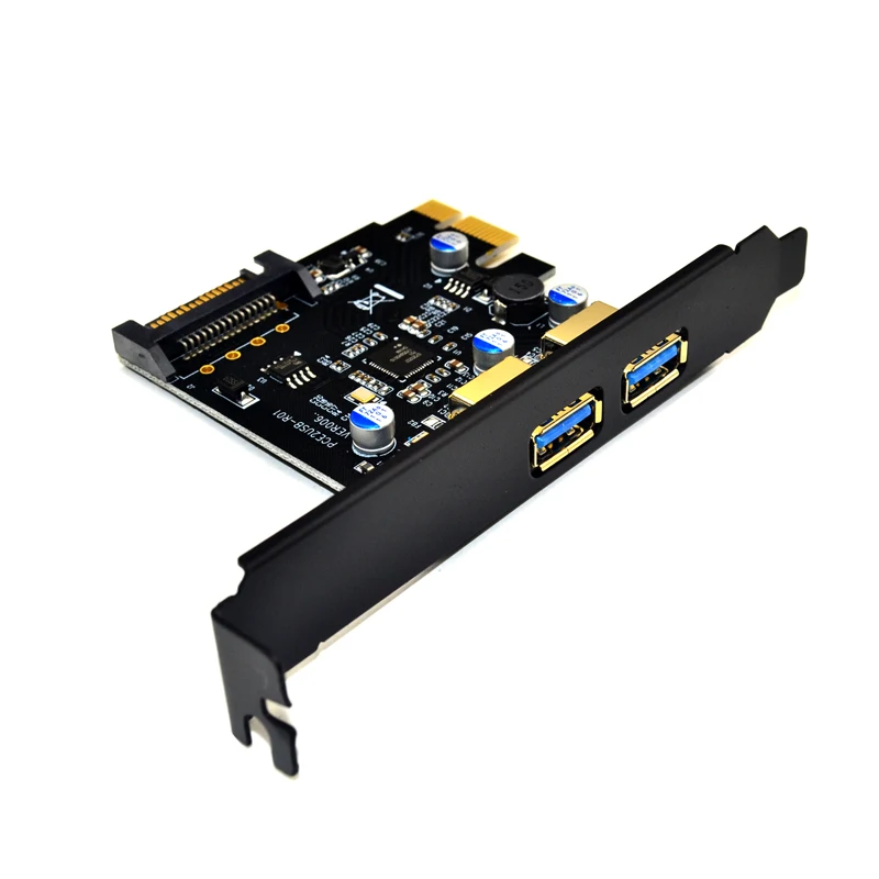 Placa de Expansão PCI Express para PC, Adaptador USB 3.0, Conector de Alimentação SATA, PCIE USB 3.0, 5Gbps, 2 Portas