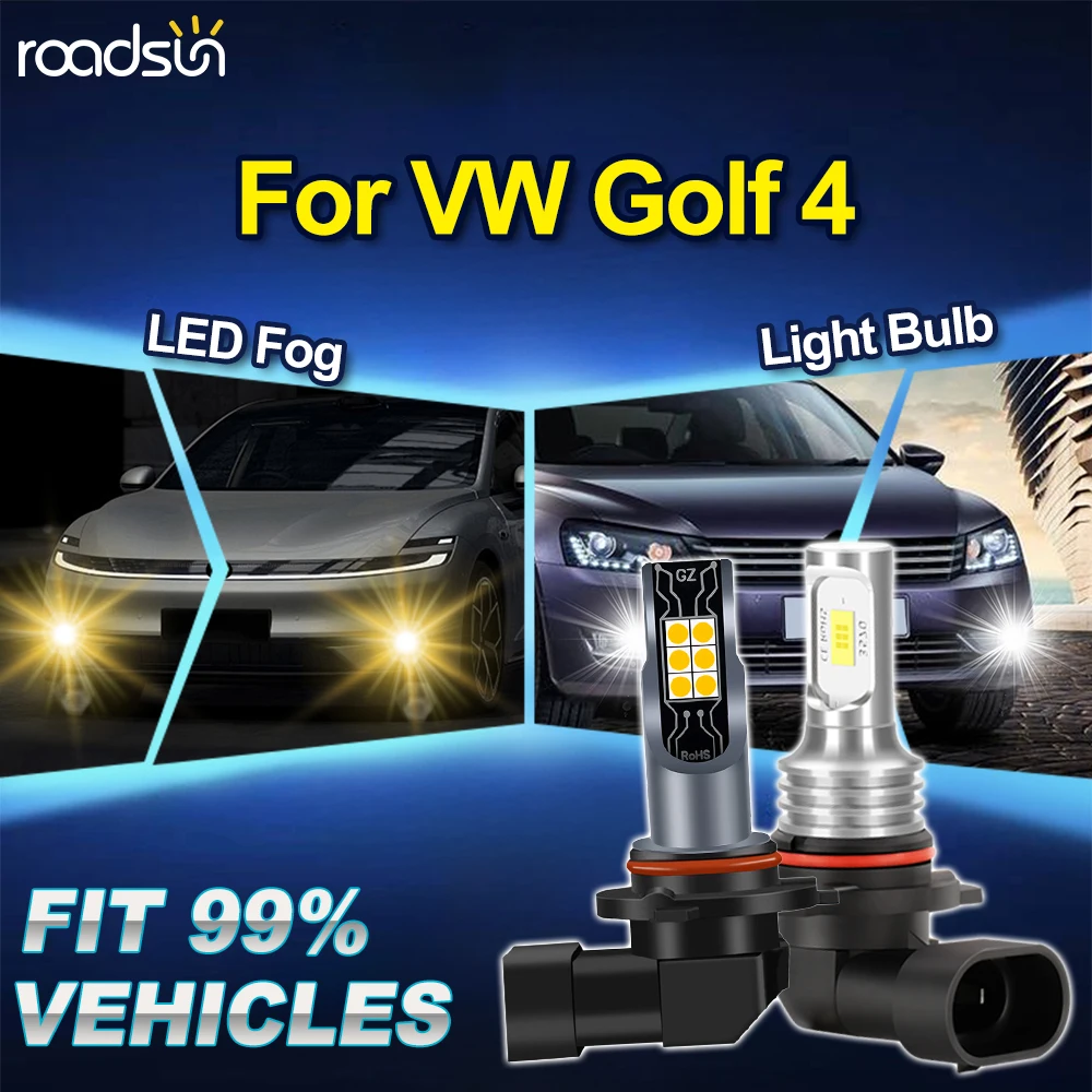 

2pcs Golden Yellow White For VW Golf 4 LED Fog Light Canbus Accessories