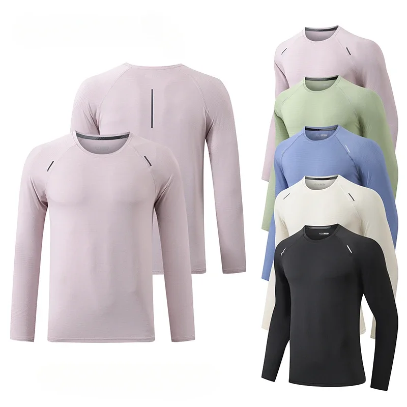 Men's Sports Fitness Long Sleeve Badminton Quick Dry Training Shirt Casual Running Athletic Undershirts Bodybuilding Sportswear