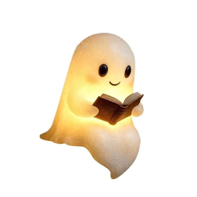 Niedliche Geister-Lesebuchlampe, gruselige Halloween-Nachtlichtornamente