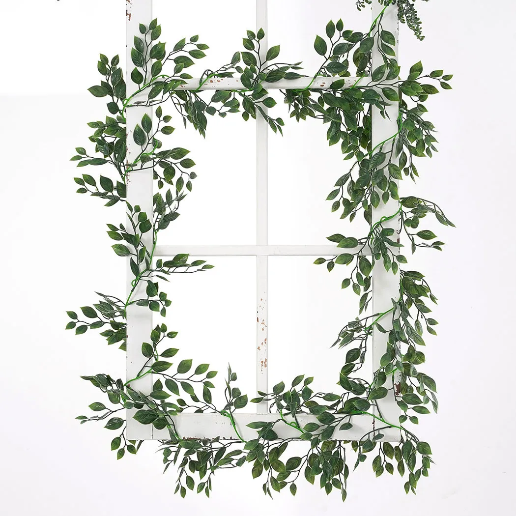

1pc Artificial Rattan Green 6 Feet Plastic Simulation Plants Leave Vines Green Hanging For Party Weddings Christmas Floral Decor