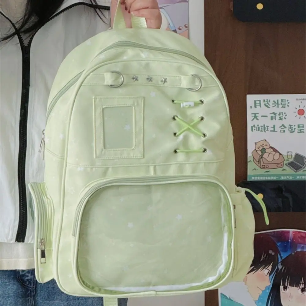 透明な星柄プリントバックパック-ロリータ-イタバッグ-学生用スクールバッグ-大容量-diy-ディスプレイ-ナップサック-旅行用