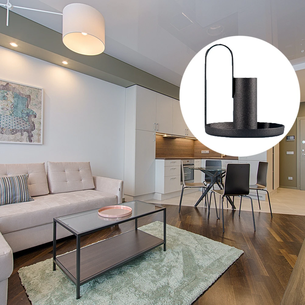 

1Pcs Black Iron Holder Desktop Simple Geometric Candlestick Retro Style Decorative Shelf for Home Office