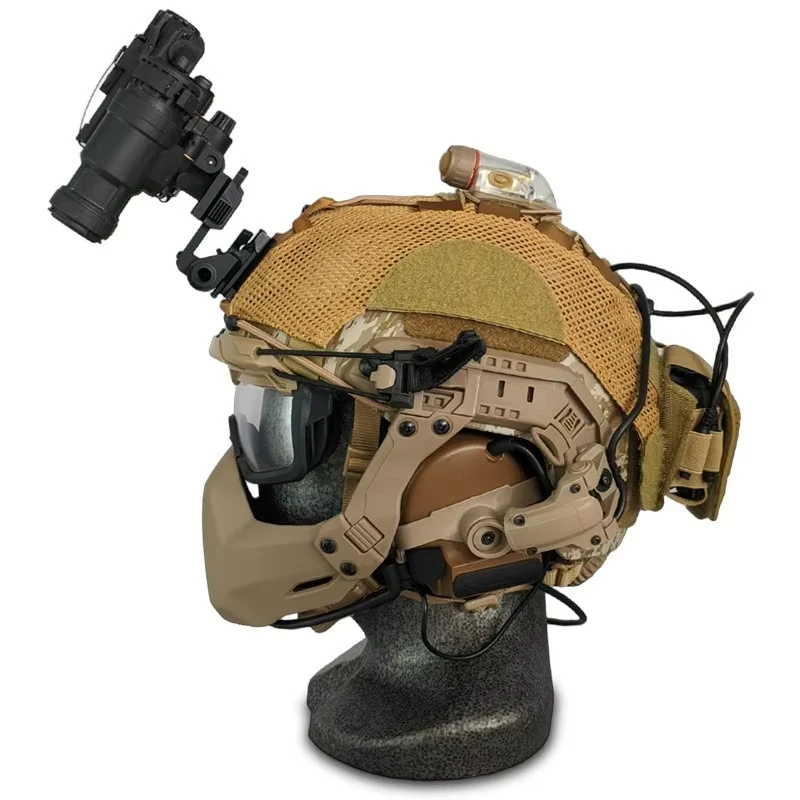Dual 4‑Tube Night Vision Goggles with Tactical Helmet Kit – Military Style Windshield Props for Cosplay & Field