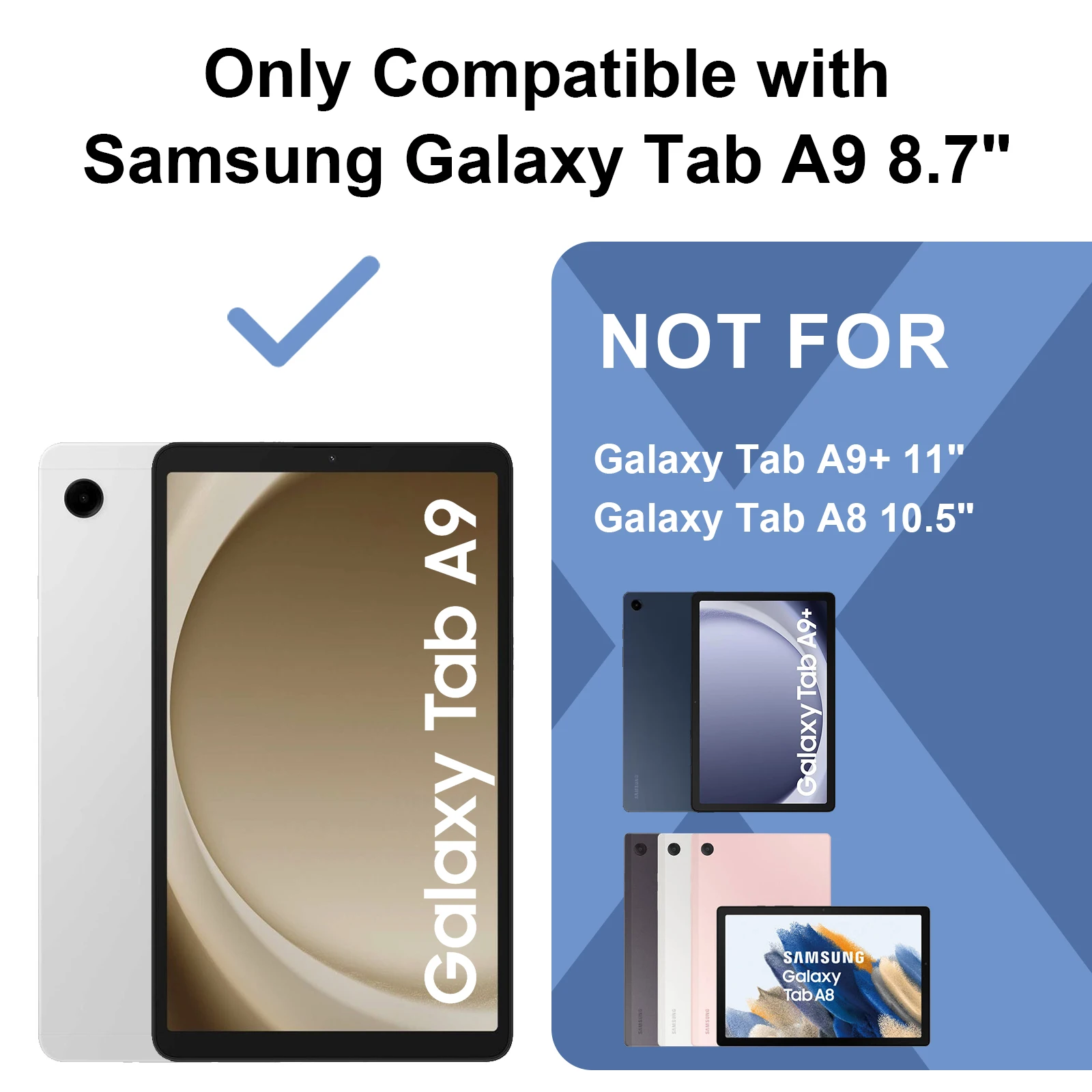 Tablet Protective Case Suitable for Samsung Galaxy Tab A7 Lite8.7(2021)/Tab A9 8.7(2023) with Satchel Stand 12 Colors Available