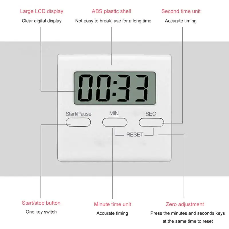 Kitchen Timer Cooking Timer LCD Digital Manual Countdown Timer Mini Baking Reminder Clock Mechanical Magnetic Kitchen Gadgets