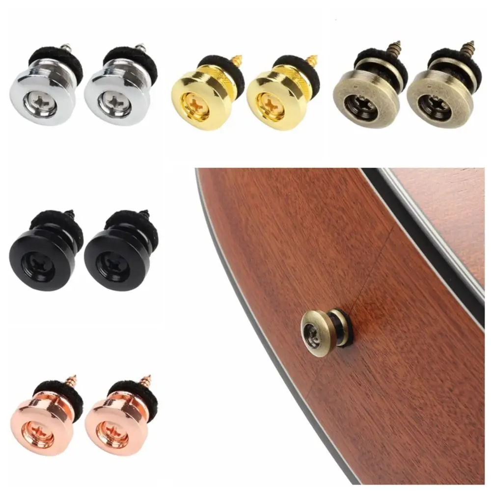 2PCS Iron Guitar Strap Buttons Anti-slip Mushrooms Heads Guitar Strap End Pins Bronze Rose Gold Guitar Strap Locks Guitar Class