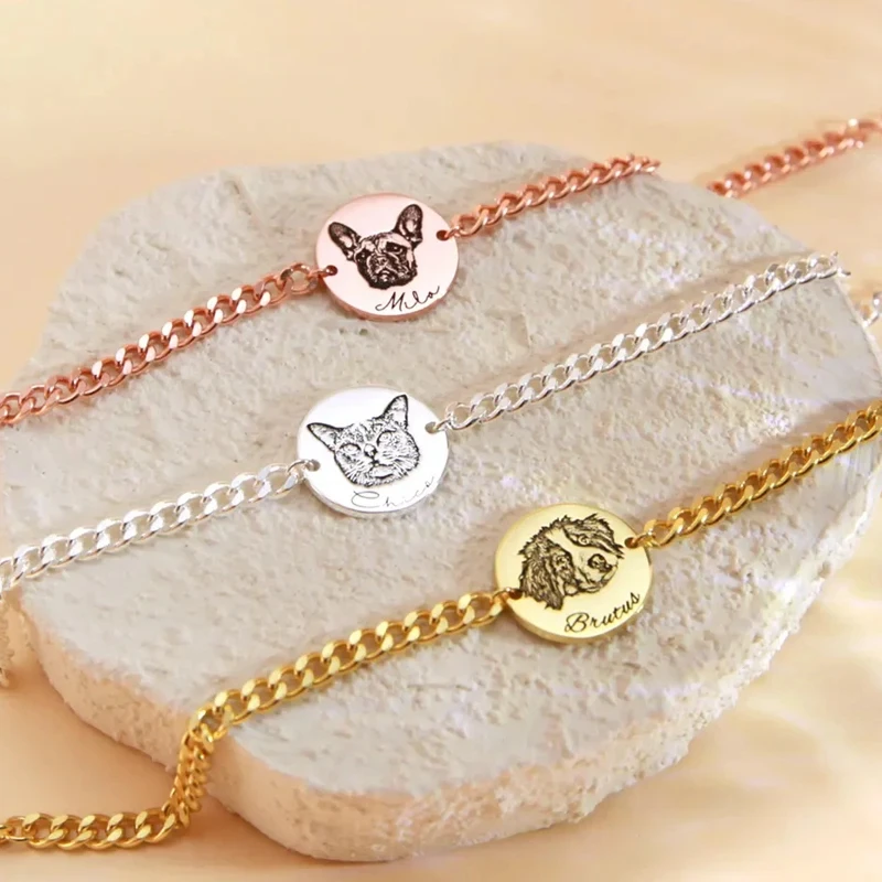 

Customized Pet Stainless Steel Bracelet For Women To Create Personalized Dog Photo Bracelets Fashionable Jewelry Birthday Gifts