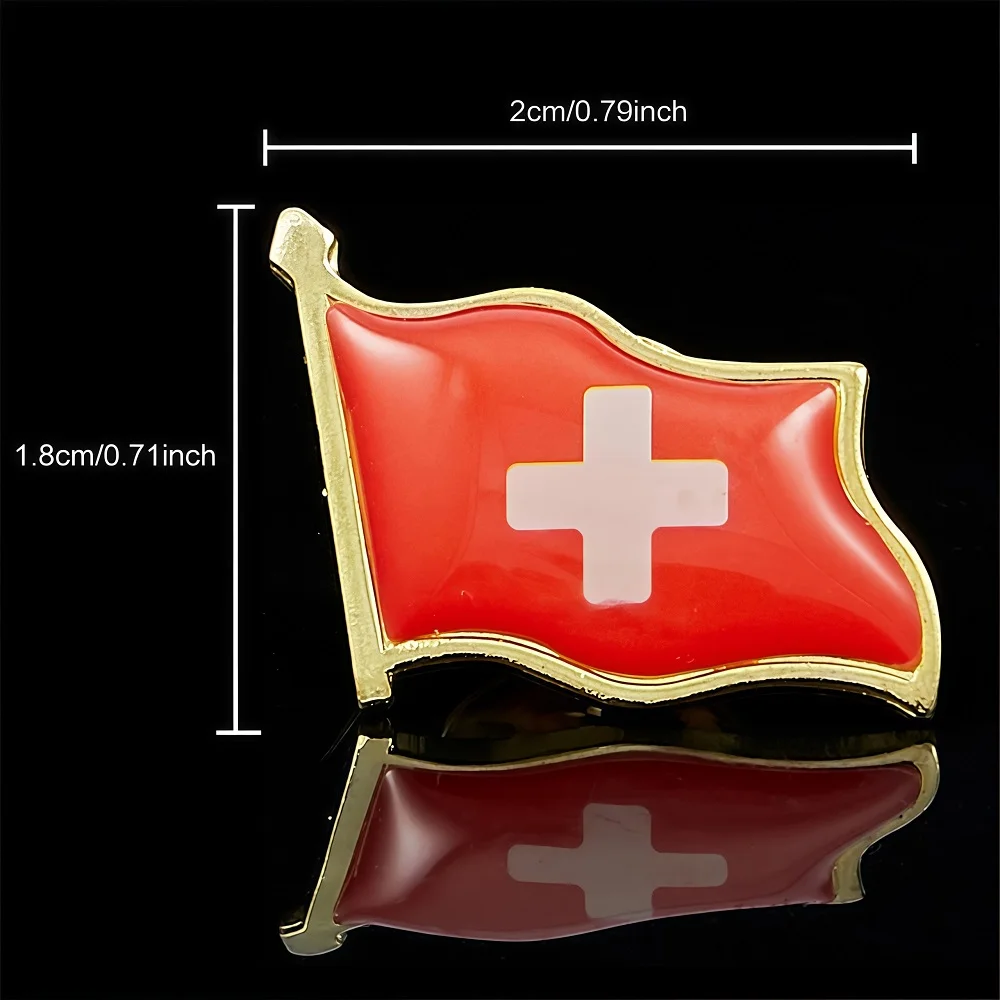 Switzerland Metal National Flag Lapel Pin Badges For Clothes Travel Bag Butterfly Clip Brooch Badge