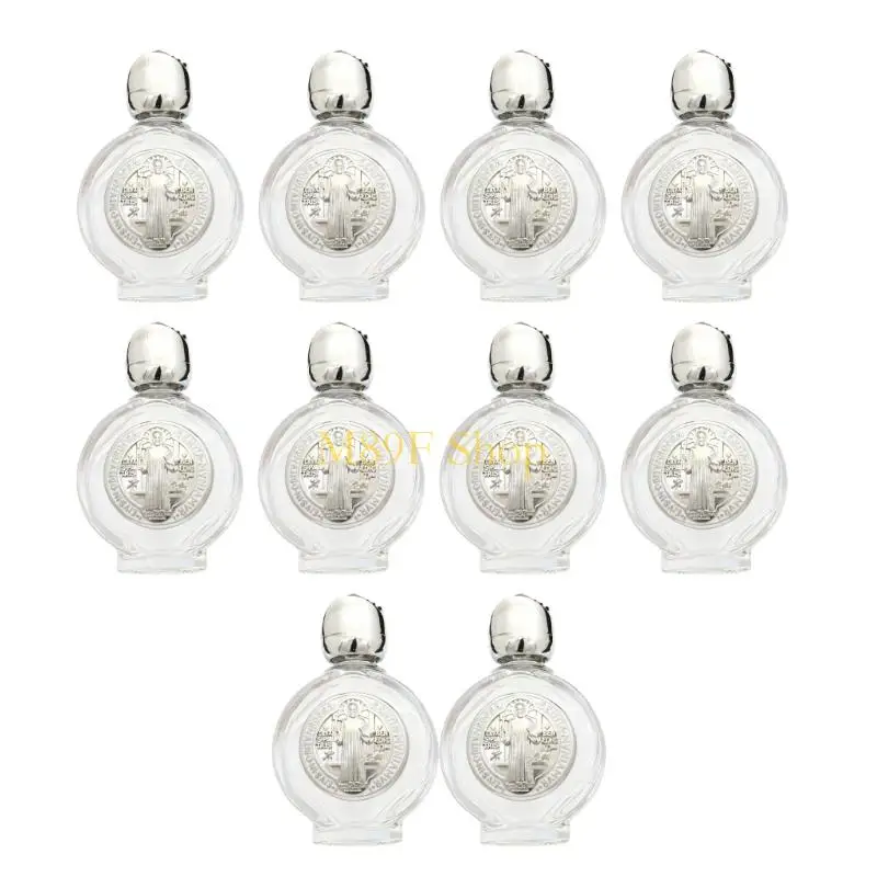 M89F Elegant Blossomy Pattern 15ml Glass Water Bottle Cosmetic Container for Beauty