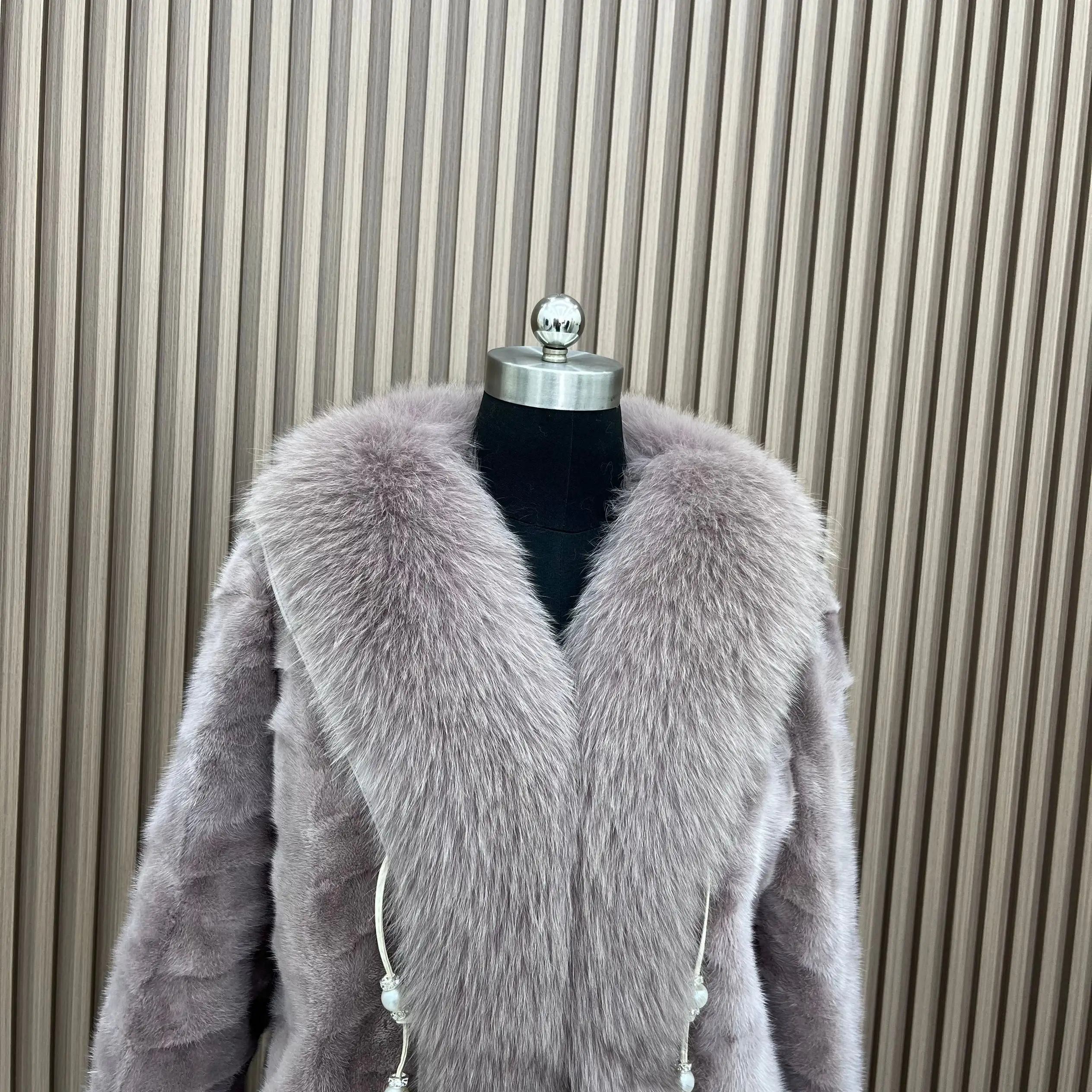 2024 Real Natural Mink Fur Outerwear New Autumn Winter Women Big Collar Coat High Quality Luxury Warm Middle Length Cardigan