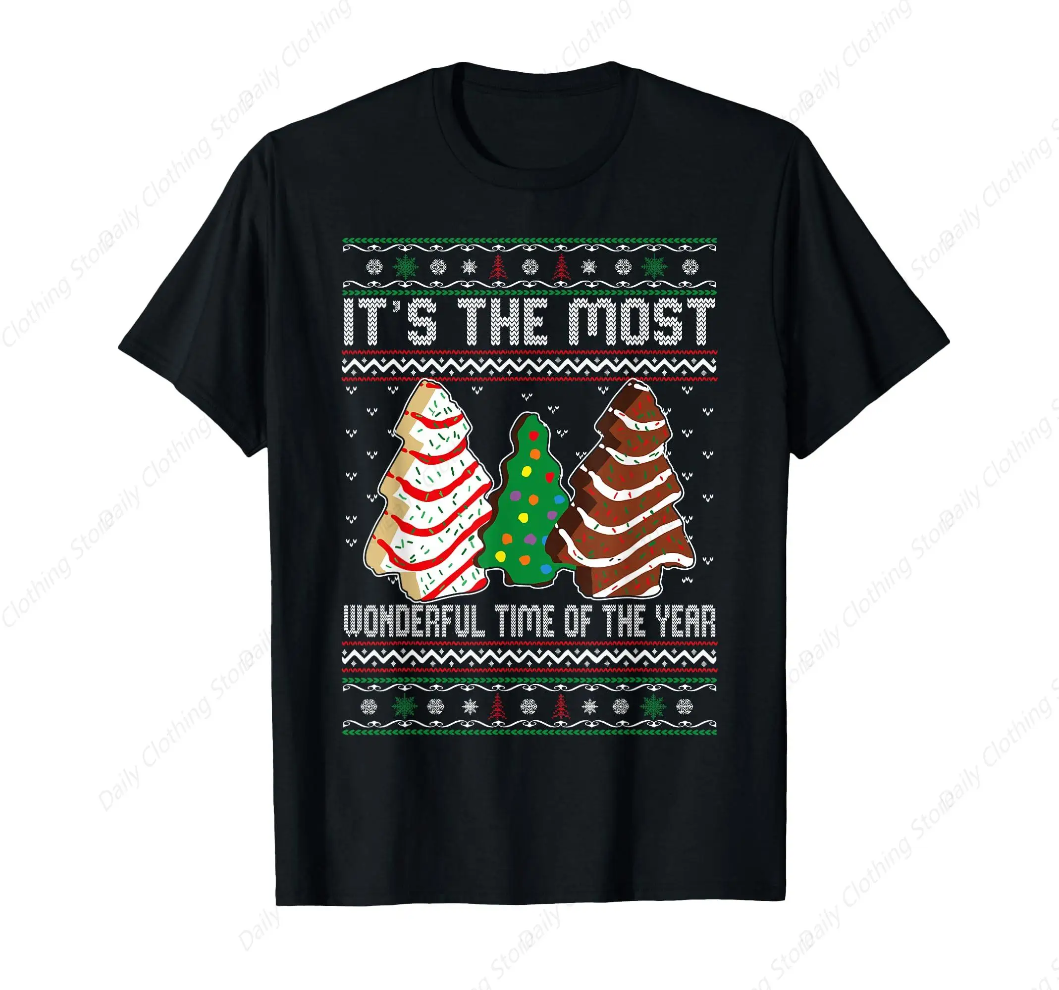 Its The Most Wonderful Time Of The Year Christmas Tree Cake T-Shirt Funny Graphic Short Sleeve Daily Comfortable Tee