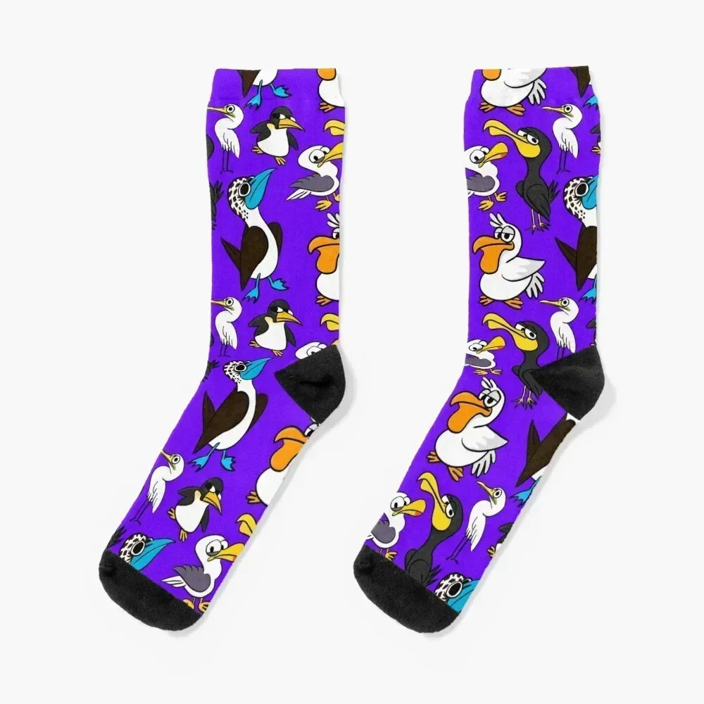 Cartoon Seabird Flock Socks valentine gift ideas japanese fashion happy floral Women Socks Men's