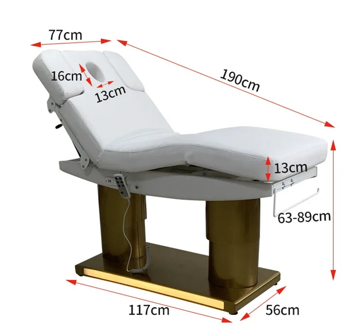 

Роскошная золотая база HICOMED, 4 двигателя, массажный стол для салонов, большой размер, косметическая кровать с фотомагнитной и USB-функцией подогрева