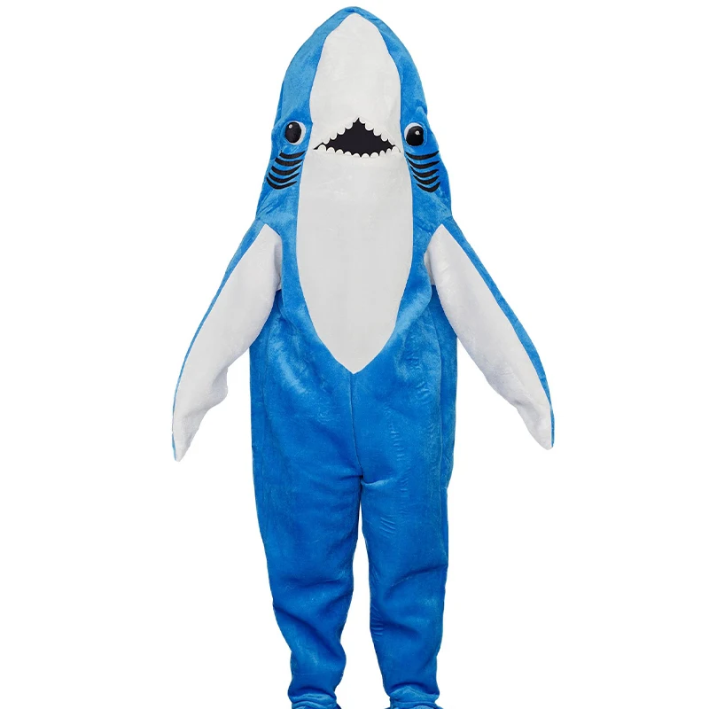 2025 Adults Halloween Best Couple Costumes Women Pink Shark Dancing Mascot Jumpsuit Men Blue Shark Cosplay Suit